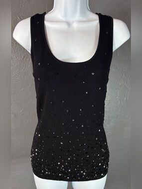 GARDY Vintage Embellished Black Knit Tank Size S